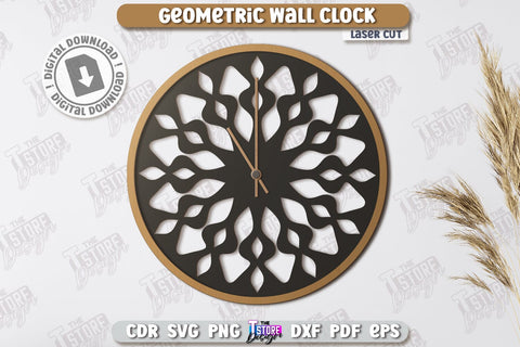 Geometric Wall Clock Laser Cut Bundle | Decorative Clock | Modern Interior | Home Décor | CNC Files SVG The T Store Design 