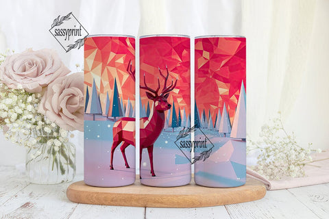 Geometric Winter Deer 20oz Tumbler Wrap Sublimation sassyprint 
