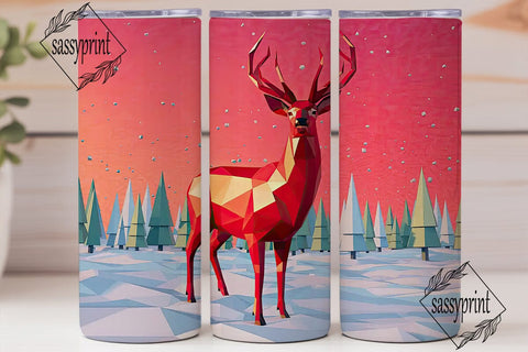 Geometric Winter Deer 20oz Tumbler Wrap Sublimation sassyprint 