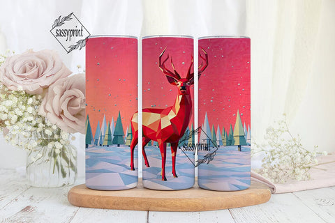Geometric Winter Deer 20oz Tumbler Wrap Sublimation sassyprint 