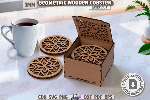 Geometric Wooden Coasters Laser Cut Bundle | Cup Coasters | Festive Table | Kitchen Decor | Laser Engraving | Home Décor | Drinks Coasters | Stand for Hot | Modern Coasters | Coffee Coasters | CNC Files SVG The T Store Design 