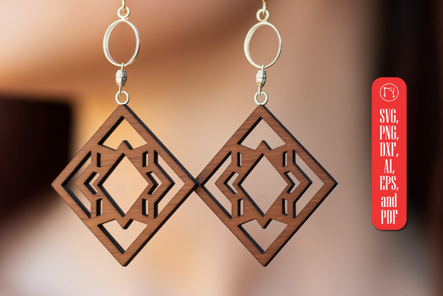 Geometric Wooden Earring Template SVG SVG MD JOYNAL ABDIN 