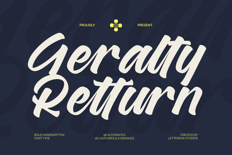 Geralty Retturn - Bold Handwritten Font Type Font Letterena Studios 