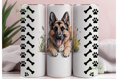 German Shepherd 20oz Tumbler Wrap Sublimation PixelChick 