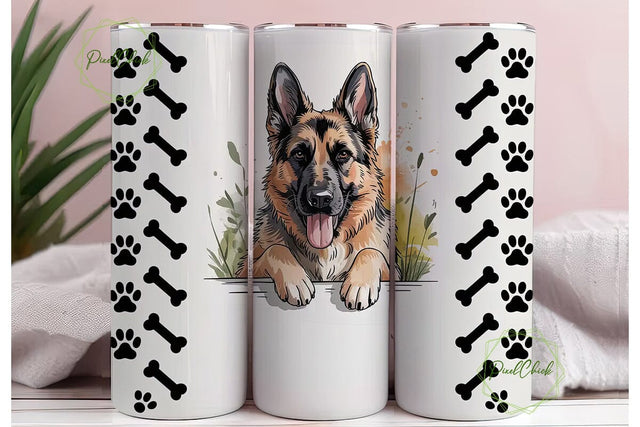 German Shepherd 20oz Tumbler Wrap Sublimation PixelChick 