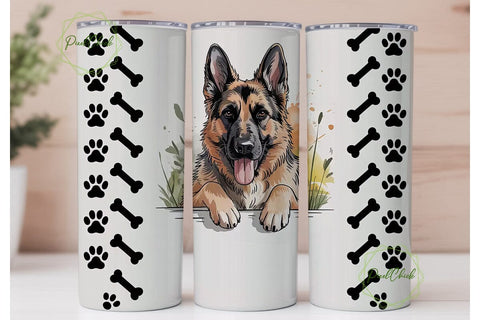 German Shepherd 20oz Tumbler Wrap Sublimation PixelChick 