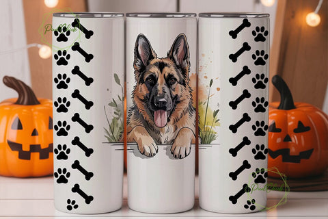 German Shepherd 20oz Tumbler Wrap Sublimation PixelChick 