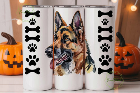 German Shepherd 20oz Tumbler Wrap Sublimation PixelChick 