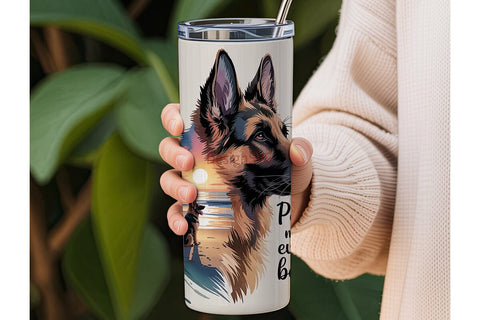 German Shepherd Beach Sunset 20oz Sublimation DesignSVG 