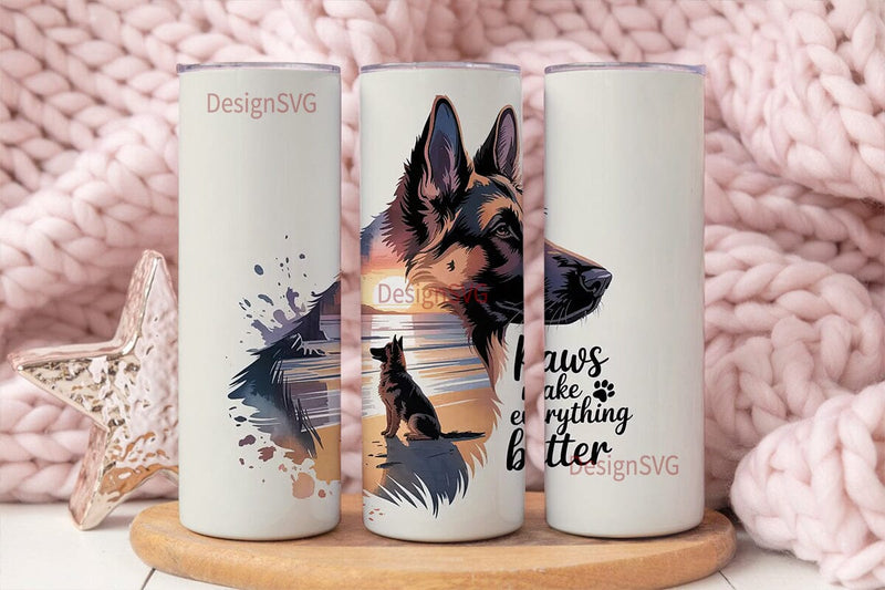German Shepherd Beach Sunset 20oz Sublimation DesignSVG 
