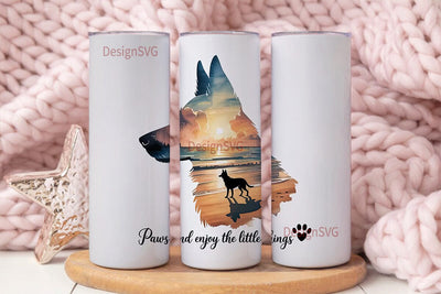 German Shepherd Beach Sunset Tumbler Sublimation DesignSVG 