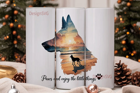 German Shepherd Beach Sunset Tumbler Sublimation DesignSVG 