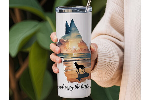 German Shepherd Beach Sunset Tumbler Sublimation DesignSVG 