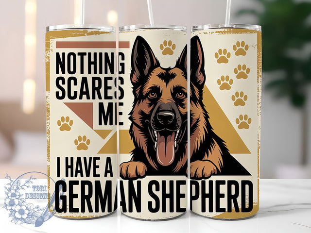 German Shepherd Brave 20oz Tumbler, Dog Lover, Brave With Dog, Tumbler Wrap, Sublimation Design, Pet Protector, 20oz Tumbler Sublimation ToriDesigns 