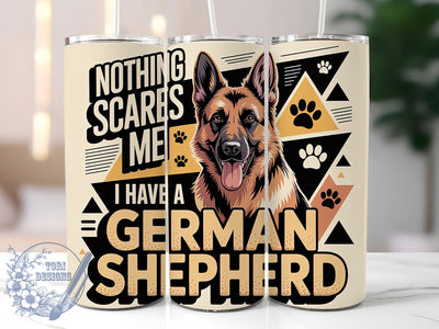 German Shepherd Brave 20oz Tumbler, Dog Lover, Brave With Dog, Tumbler Wrap, Sublimation Design, Pet Protector, 20oz Tumbler Sublimation ToriDesigns 
