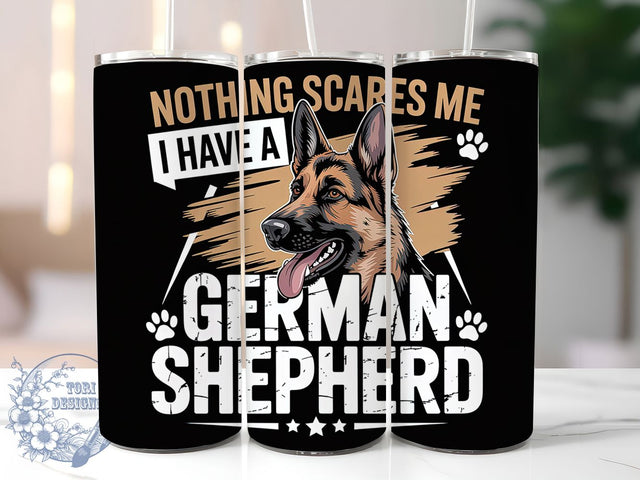 German Shepherd Brave 20oz Tumbler, Dog Lover, Brave With Dog, Tumbler Wrap, Sublimation Design, Pet Protector, 20oz Tumbler Sublimation ToriDesigns 