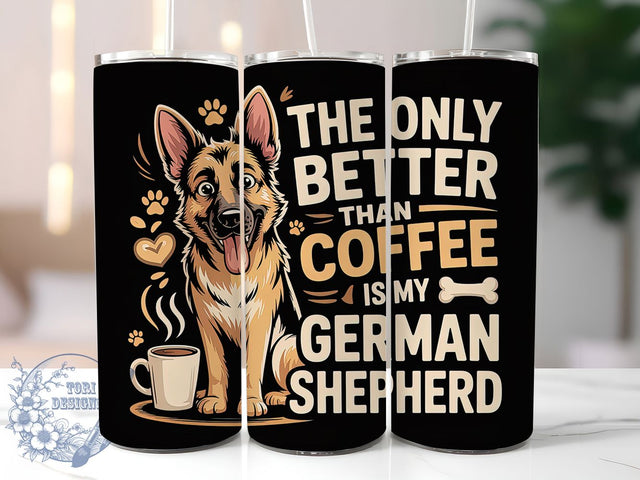 German Shepherd Coffee 20oz Tumbler, Dog Lover, Coffee And Dog, Tumbler Wrap, Sublimation Design, Pet Companion, 20oz Tumbler Sublimation ToriDesigns 