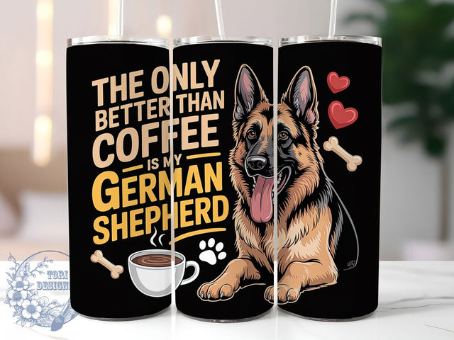 German Shepherd Coffee 20oz Tumbler, Dog Lover, Coffee And Dog, Tumbler Wrap, Sublimation Design, Pet Companion, 20oz Tumbler Sublimation ToriDesigns 