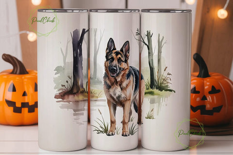 German Shepherd Dog 20oz Tumbler Wrap Sublimation PixelChick 