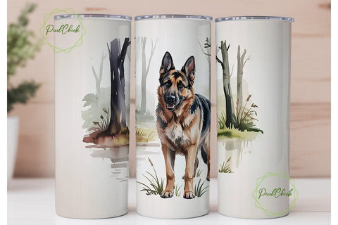 German Shepherd Dog 20oz Tumbler Wrap Sublimation PixelChick 