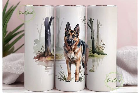 German Shepherd Dog 20oz Tumbler Wrap Sublimation PixelChick 