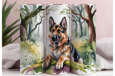 German Shepherd Dog 20oz Tumbler Wrap Sublimation PixelChick 