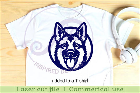 German Shepherd Dog Wall Art SVG Laser Cut Dog Face Circle SVG APInspireddesigns 