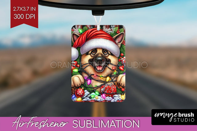 German Shepherd Funny Christmas Dog Air Freshener Sublimation OrangeBrushStudio 