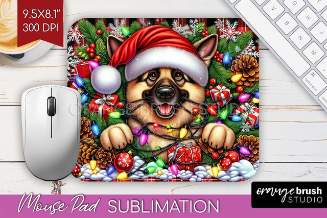 German Shepherd Funny Christmas Dog Mouse Pad PNG Sublimation OrangeBrushStudio 