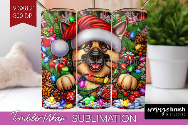 German Shepherd Funny Christmas Dog Tumbler Wrap Sublimation OrangeBrushStudio 