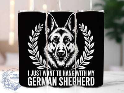 German Shepherd Hang 20oz Tumbler, Dog Lover, Hang With Dog, Tumbler Wrap, Sublimation Design, Pet Companion, 20oz Tumbler Sublimation ToriDesigns 