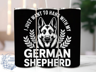 German Shepherd Hang 20oz Tumbler, Dog Lover, Hang With Dog, Tumbler Wrap, Sublimation Design, Pet Companion, 20oz Tumbler Sublimation ToriDesigns 
