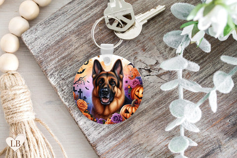 German Shepherd Keychain Sublimation, Dog Key Ring PNG Sublimation BijouBay 