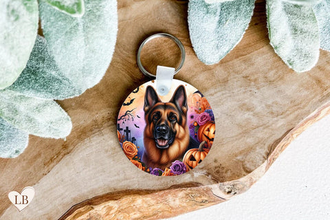 German Shepherd Keychain Sublimation, Dog Key Ring PNG Sublimation BijouBay 