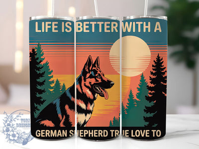 German Shepherd Love 20oz Tumbler, Dog Lover, True Love, Tumbler Wrap, Sublimation Design, Pet Companion, 20oz Tumbler Sublimation ToriDesigns 
