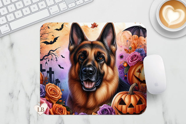 German Shepherd Mouse Pad - Halloween Dog Mousepad PNG Sublimation BijouBay 