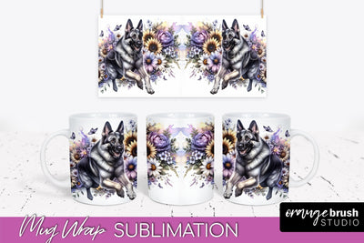 German Shepherd Mug Wrap - Dog Mom Floral Coffee Mug PNG Sublimation Sublimation OrangeBrushStudio 