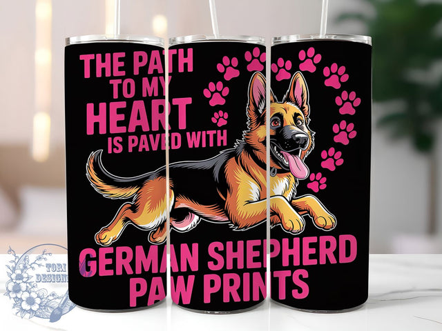 German Shepherd Paw 20oz Tumbler, Dog Lover, Paw Prints, Tumbler Wrap, Sublimation Design, Pet Companion, 20oz Tumbler Sublimation ToriDesigns 