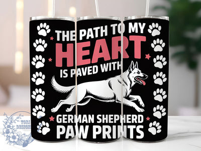 German Shepherd Paw 20oz Tumbler, Dog Lover, Paw Prints, Tumbler Wrap, Sublimation Design, Pet Companion, 20oz Tumbler Sublimation ToriDesigns 