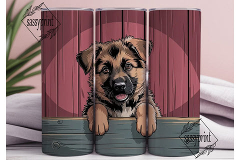 German Shepherd Puppy 20oz Tumbler Wrap Sublimation sassyprint 