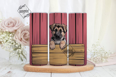 German Shepherd Puppy 20oz Tumbler Wrap Sublimation sassyprint 