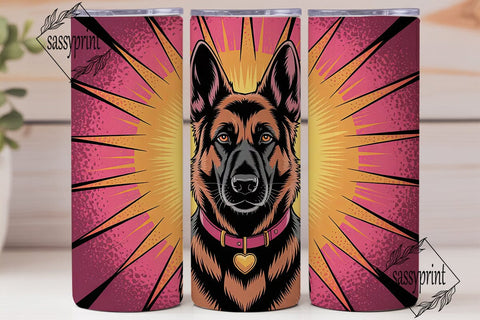 German Shepherd Sunburst 20oz Tumbler Sublimation sassyprint 