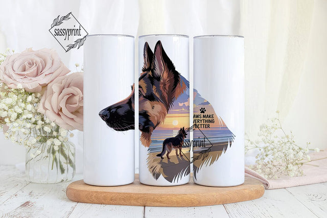 German Shepherd Sunset 20oz Tumbler Wrap Sublimation sassyprint 
