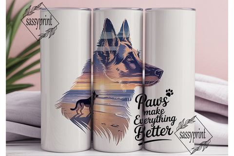 German Shepherd Sunset 20oz Tumbler Wrap Sublimation sassyprint 
