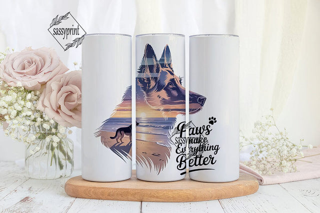 German Shepherd Sunset 20oz Tumbler Wrap Sublimation sassyprint 