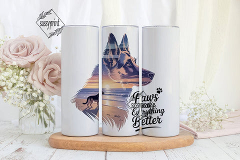 German Shepherd Sunset 20oz Tumbler Wrap Sublimation sassyprint 
