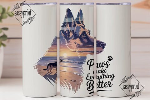 German Shepherd Sunset 20oz Tumbler Wrap Sublimation sassyprint 