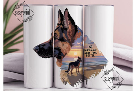 German Shepherd Sunset 20oz Tumbler Wrap Sublimation sassyprint 