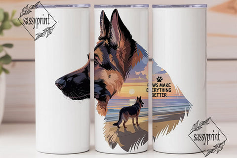 German Shepherd Sunset 20oz Tumbler Wrap Sublimation sassyprint 