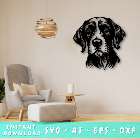 German Wirehaired Pointer Laser SVG Cut File, German Wirehaired Pointer Glowforge File, German Wirehaired Pointer DXF, German Wirehaired Pointer Wall Art SVG SVG HappyDesignStudio 